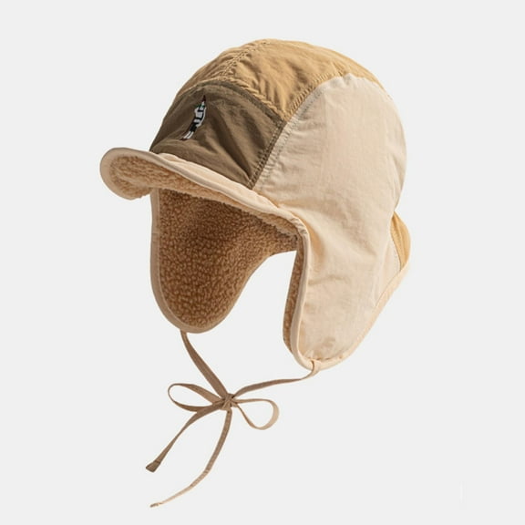 Fewfanhot Fleeced Lining Ear Flap Hat for Adult Teens Contrast Color Trapper Hats Windproof Warm Hats for Outdoor Activity