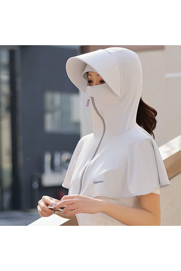 Full Coverage UPF Sun Hood Hat, Integrated Face Neck Shoulder Protective Sun Visor Hat Breathable Outdoor Cycling Sun Cover