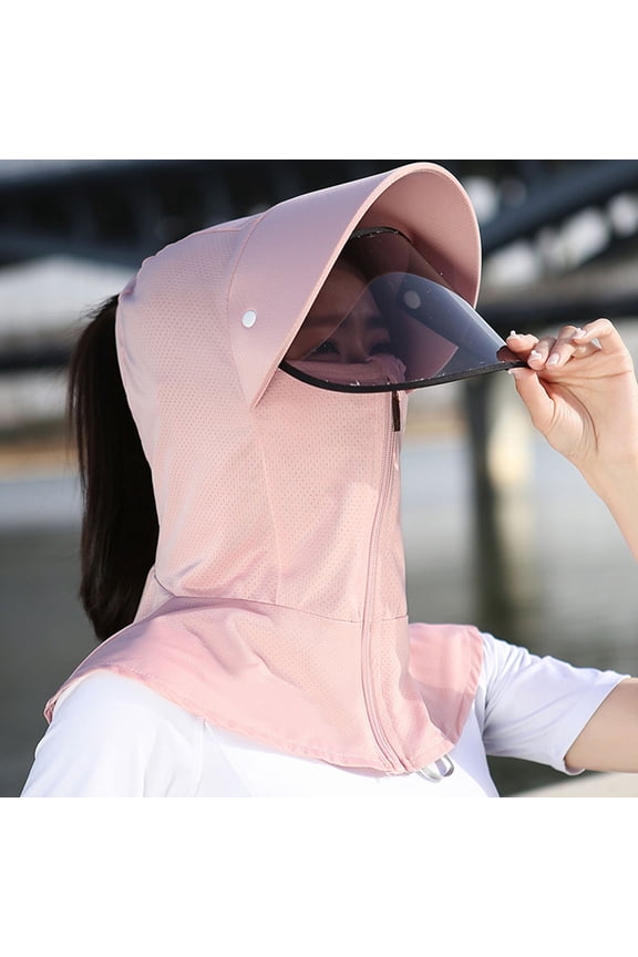 Full Face UPF Sun Protection Hood Hat, Detachable Visor Shield Breathable Neck Shoulder Cover for Cycling Driving Fishing