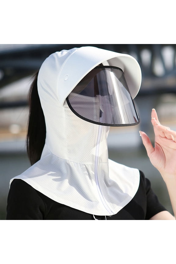 Full Face UPF Sun Protection Hood Hat, Detachable Visor Shield Breathable Neck Shoulder Cover for Cycling Driving Fishing