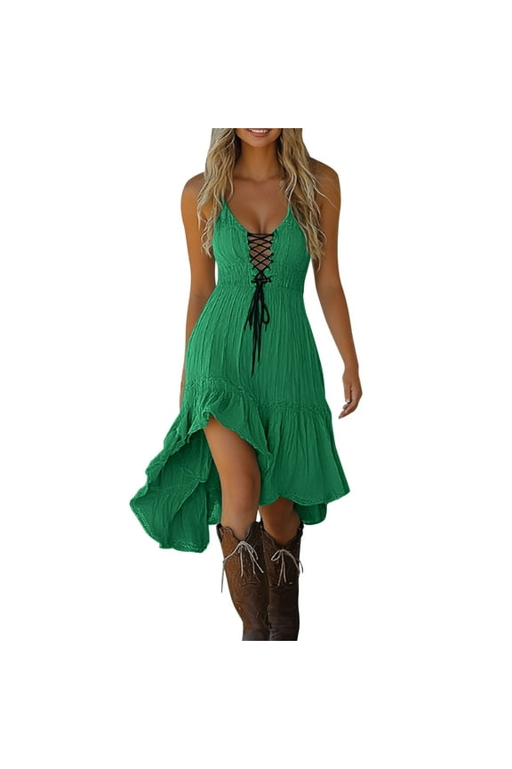 Halloween Maxi Dresses for Women Dark Romance Gothic Dress: Pink Wave-Wrinkle Sleeveless Dress with Lace & High Slit