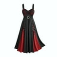 thumbnail image 1 of Fewfanhot Halloween Womens Dresses Witchy Elegance Dress, Asymmetrical Velvet Gown with Corset-Style Buckle Detail, 1 of 5