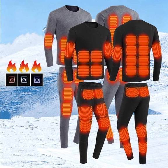 Fewfanhot Heated Thermal Underwear for Men USB 28 Zone Intelligent Heated Thermal top and Heated Pants Set M-5XL without Battery