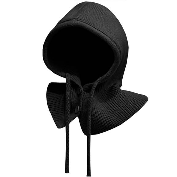 Fewfanhot Hooded Scarf Hat for Women, Wool Blend Knitted Beanie Hat Head Cover Cap Neck Gaiters for Cold Weather
