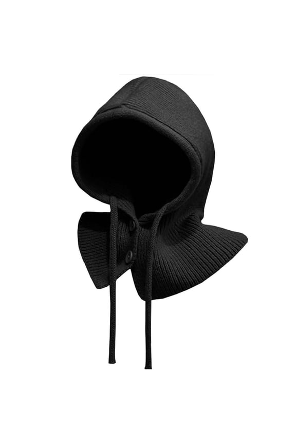 Fewfanhot Hooded Scarf Hat for Women, Wool Blend Knitted Beanie Hat Head Cover Cap Neck Gaiters for Cold Weather