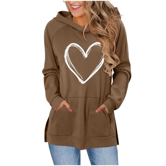 Fewfanhot Hoodies for Women Cute Valentines Cute Love Heart Casual Shirt Lightweight Long Sleeve Hoodies Pullover Tops