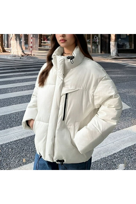 Jackets for Women Winter Cropped Waterproof Short Warm Quilted Jacket Puffy Bubble Coat Outerwear