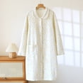 thumbnail image 1 of Fewfanhot Long Sleeve Button Bathrobe Ankle-Length Nightgowns with Pocket for Women Ladies Sleepwear Vintage Sleep Dress, 1 of 3