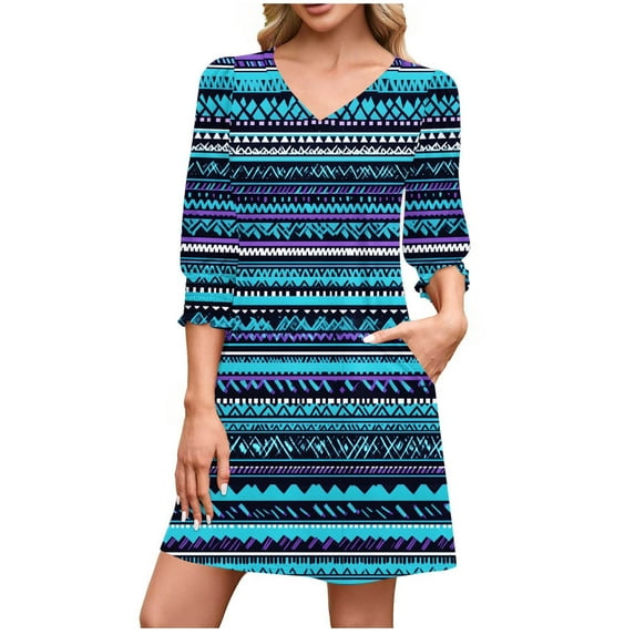 Fewfanhot Long Sleeve Dress for Women Nightgowns Soft Cotton Printed Nightdress Short Sleeve Night Shirt Sleepwear with Pockets