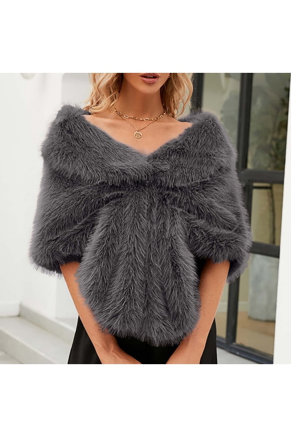 Long Wedding Faux Fur Wraps and Shawls Wedding Bridal Stole for Brides and Bridesmaids for Cold Weather