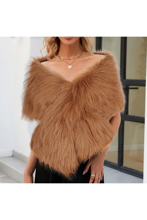 Long Wedding Faux Fur Wraps and Shawls Wedding Bridal Stole for Brides and Bridesmaids for Winter