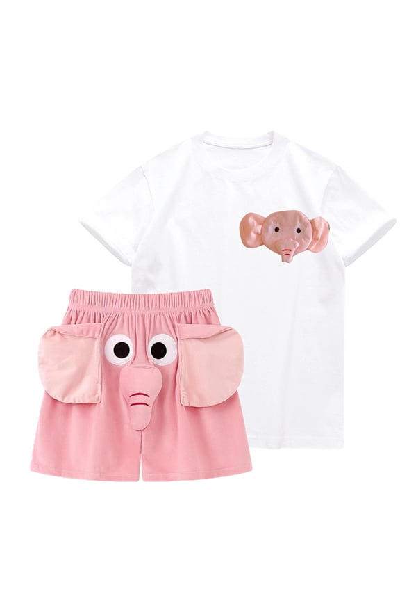 Matching Couples Pajama Set, Cute CartoonPrint Short Sleeve T-Shirt and Shorts, Soft Breathable Sleepwear Gifts for Him or Her