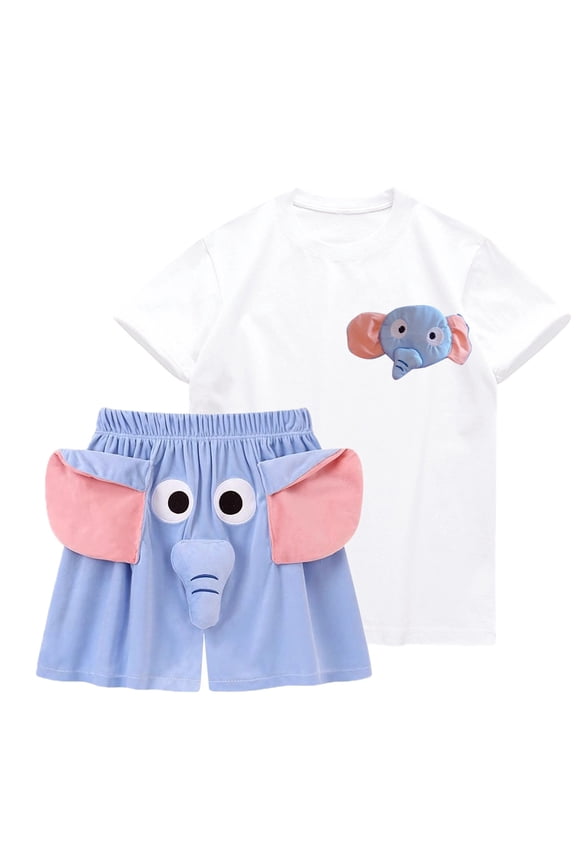 Matching Couples Pajama Set, Cute CartoonPrint Short Sleeve T-Shirt and Shorts, Soft Breathable Sleepwear Gifts for Him or Her