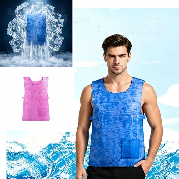 Fewfanhot Men Cooling Vest, Reusable Lightweight Cooling Sleeveless Top Vest for Outdoor Work Sports Heat Relief