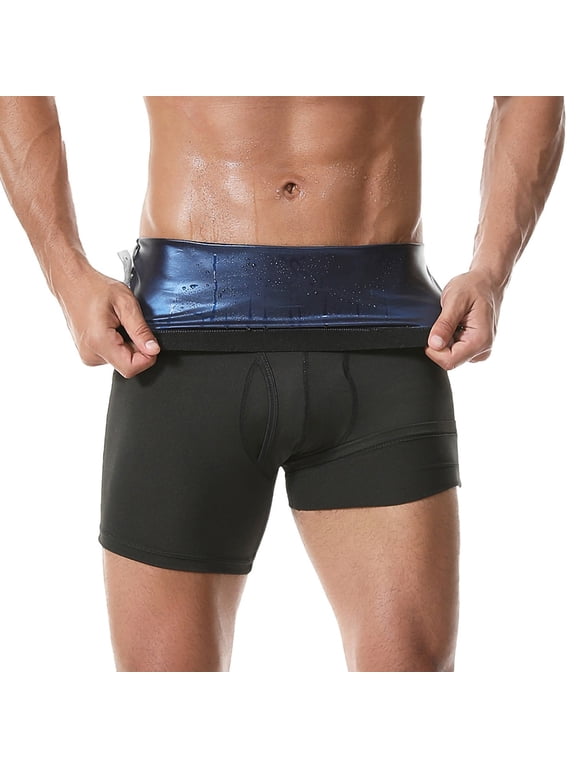Men Sauna Sweat Compression Shorts, High Waist Pants Mid Thigh Workout Sauna Undershorts Sauna Suit