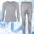 thumbnail image 1 of Fewfanhot Men Solid Color Round Neck Thermal Base Layer Set with High Elasticity for Outdoor Running Fitness and Winter Sports, 1 of 6