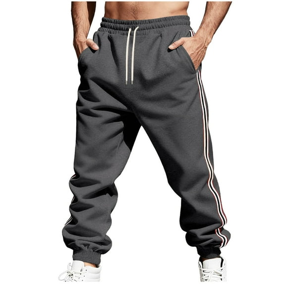 Fewfanhot Men Sweatpants Fleece Lined Warm Winter Athletic Jogger Pants with 6 Pockets Drawstring Outdoor Trousers