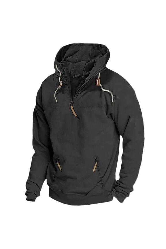 Men Sweatshirt 1/4 Zip Pullover Winter 2025 Soild Color Outdoor Stand Collar Sweatshirt Sweatshirts With Pockets