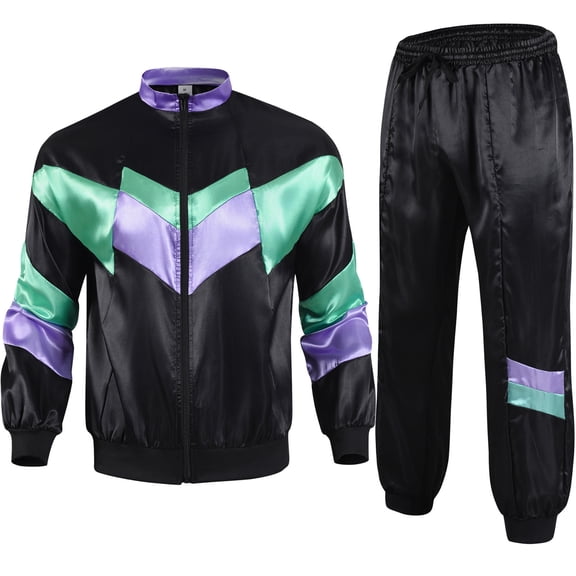 Fewfanhot Men Sweatsuits Sets Tracksuit Windbreaker Set Couples 90s Tracksuit 80s Jacket Track Suit 2 Piece Hip Hop Set