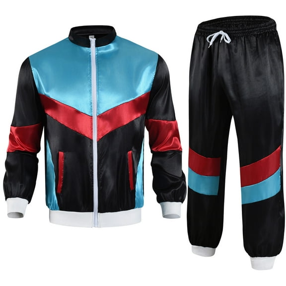 Fewfanhot Men Sweatsuits Sets Tracksuit Windbreaker Set Couples 90s Tracksuit 80s Jacket Track Suit 2 Piece Hip Hop Set