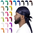 thumbnail image 1 of Fewfanhot Men Textured Durag Head Wrap Hip-Hop Stretchy Turban Cap Daily Hair Cover Headwear, 1 of 4