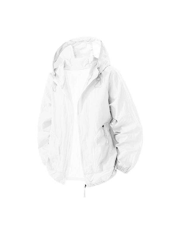 Men UPF 50+ Sun Protection Lightweight Jacket, Full Face Cover Hooded Long Sleeve Outdoor Sun Shirt Coat