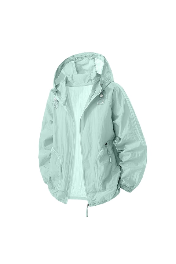Men UPF 50+ Sun Protection Lightweight Jacket, Full Face Cover Hooded Long Sleeve Outdoor Sun Shirt Coat