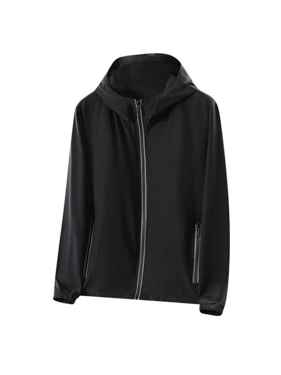 Men UPF 50+ Sun Protection Lightweight Jacket, Full Face Cover Hooded Long Sleeve Outdoor Sun Shirt Coat