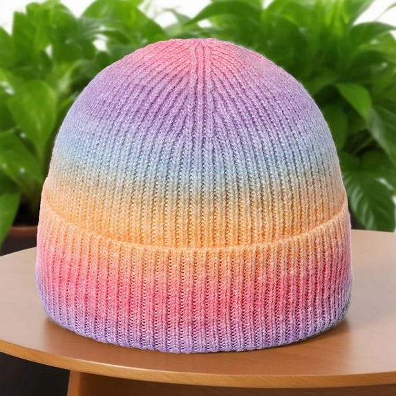 Fewfanhot Men and Womens Beanie Cuffed Hat Warm Knit Hats Stretch Colorful Fashion Cap for Fall Winter