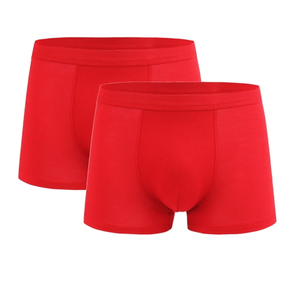 Fewfanhot Men's 2-Pack Plus Size Boxer Briefs, High Elasticity Cotton Blend Underwear Comfortable Short Leg Trunks for Daily & Sports Wear, L-4XL