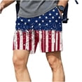 thumbnail image 1 of Fewfanhot Men's American Flag Print Casual Shorts, Patriotic Stripe Quick-Dry Summer Board Shorts with Pockets, S-3XL, 1 of 6