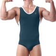 thumbnail image 1 of Fewfanhot Men's Athletic Racerback Swimsuit Compression Fitness Bodysuit High Elasticity One-Piece Solid Color Training Swimwear, 1 of 8