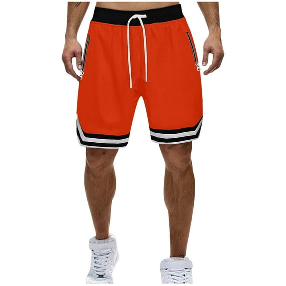 Fewfanhot Men’s Athletic Shorts Summer Breathable Lightweight Fitness Gym Running Workout Sports Shorts Quick Dry Soft Comfort Solid Color Active Short Pants