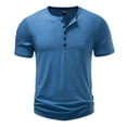 thumbnail image 1 of Fewfanhot Men's Bamboo Textured Henley T-Shirt, Short Sleeve Button Placket Casual Tee, Essentials Breathable Fashion Top, Gifts for Him, S-2XL, 1 of 9