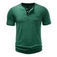 thumbnail image 1 of Fewfanhot Men's Bamboo Textured Henley T-Shirt, Short Sleeve Button Placket Casual Tee, Essentials Breathable Fashion Top, Gifts for Him, S-2XL, 1 of 7
