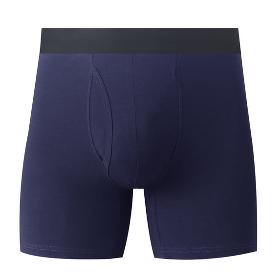 Fewfanhot Men's Basic Boxer Briefs with Fly Pouch, Soft Stretchy Cotton Underwear Comfortable Short Leg Trunks for Daily & Sports Wear, Multi-Color
