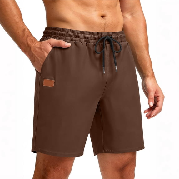 Fewfanhot Men's Big & Tall Casual Cargo Shorts, Elastic Waist Drawstring Summer Beach Shorts with Side Pockets, Plus Size Available