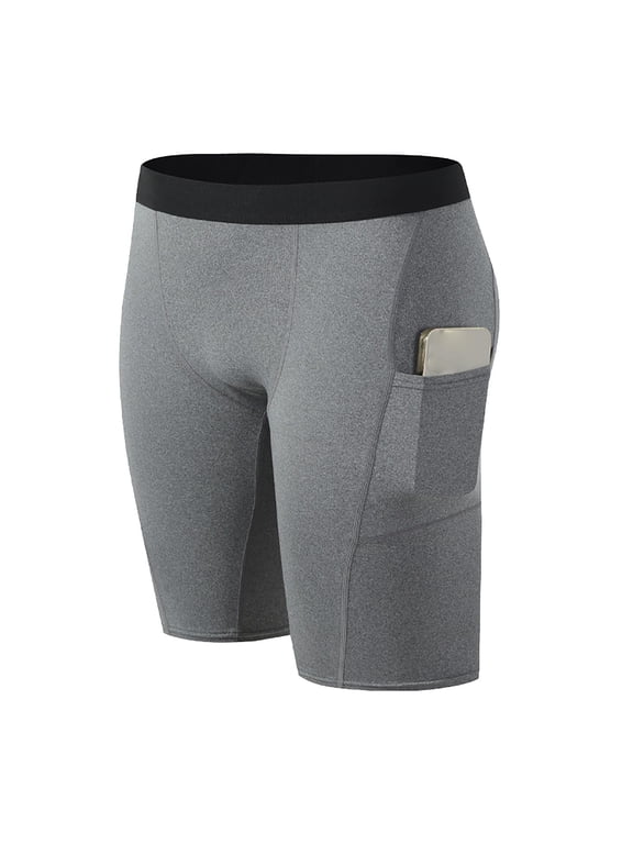 Men's Boxer Briefs Side Pocket Quick-Dry Stretchy Compression Athletic Underwear, Secure Pocket Boxers for Running, Gym & Outdoor Activities