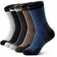thumbnail image 1 of Fewfanhot Men’s Color Block Crew Winter Socks Polyester Warm Thick Cushioned Mid‑Calf Socks for Outdoor Daily Cold Weather Wear, 1 of 6