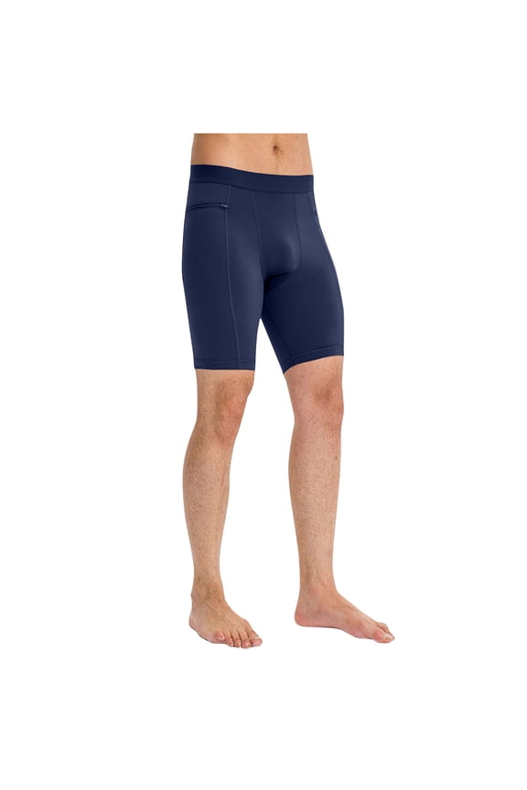 Men's Compression Shorts with Zipper Pockets, Stretchy Quick-Dry Athletic Underwear Secure Pocket Boxer Briefs for Running & Workout, Multi-Color