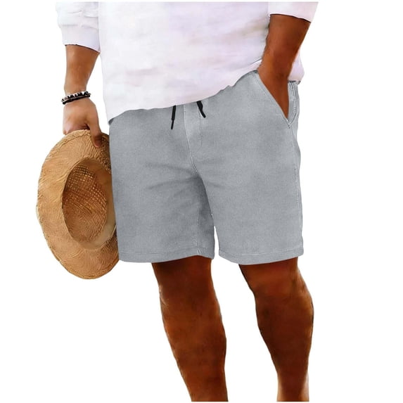 Fewfanhot Men's Elastic Waist Denim Shorts, Light Wash Relaxed Fit Casual Jean Shorts with Front Pockets, M-3XL