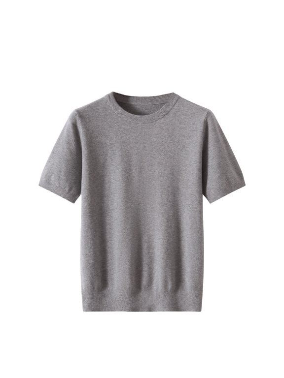 Men's Essentials Knit Crew Neck T-Shirt, Ultra Soft Short Sleeve Sweater Tee, Breathable Casual Knitwear Top, M-2XL