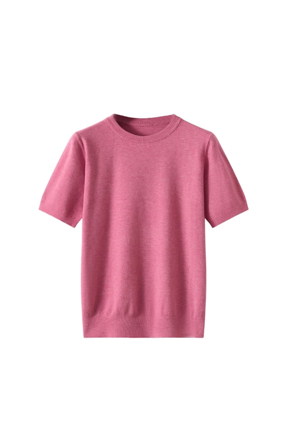 Men's Essentials Knit Crew Neck T-Shirt, Ultra Soft Short Sleeve Sweater Tee, Breathable Casual Knitwear Top, M-2XL