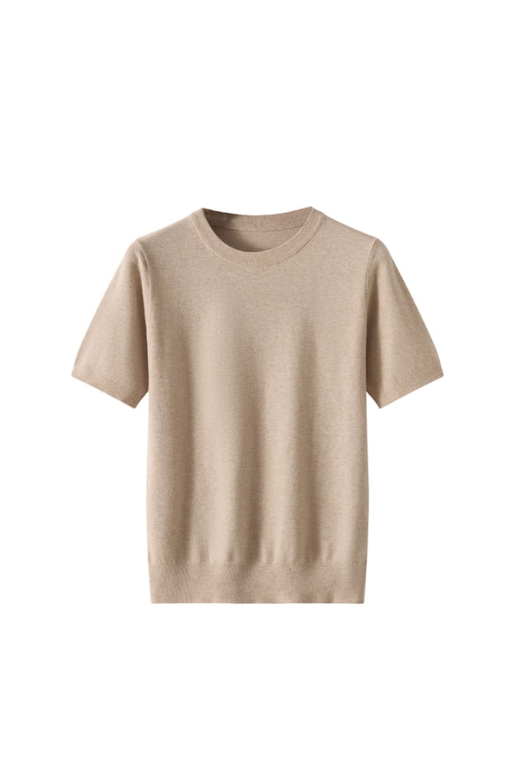Men's Essentials Knit Crew Neck T-Shirt, Ultra Soft Short Sleeve Sweater Tee, Breathable Casual Knitwear Top, M-2XL