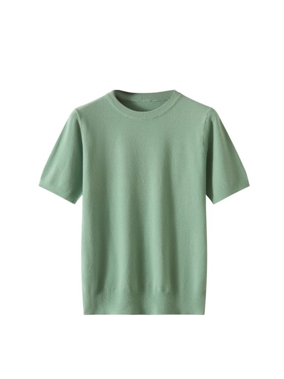 Men's Essentials Knit Crew Neck T-Shirt, Ultra Soft Short Sleeve Sweater Tee, Breathable Casual Knitwear Top, M-2XL