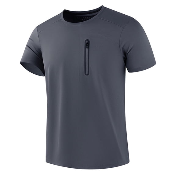 Fewfanhot Men's Essentials Quick Dry Athletic T-Shirt with Zip Pocket, Short Sleeve Breathable Workout Tee, Moisture-Wicking Gym Running Top, S-3XL