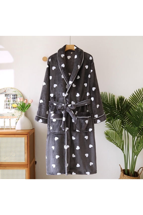 Men's Fashion Robe Spot Patterns Shawl Collar Matching Tie Belt Loose Waist Pajama for Comfortable Loungewear Sleepwear