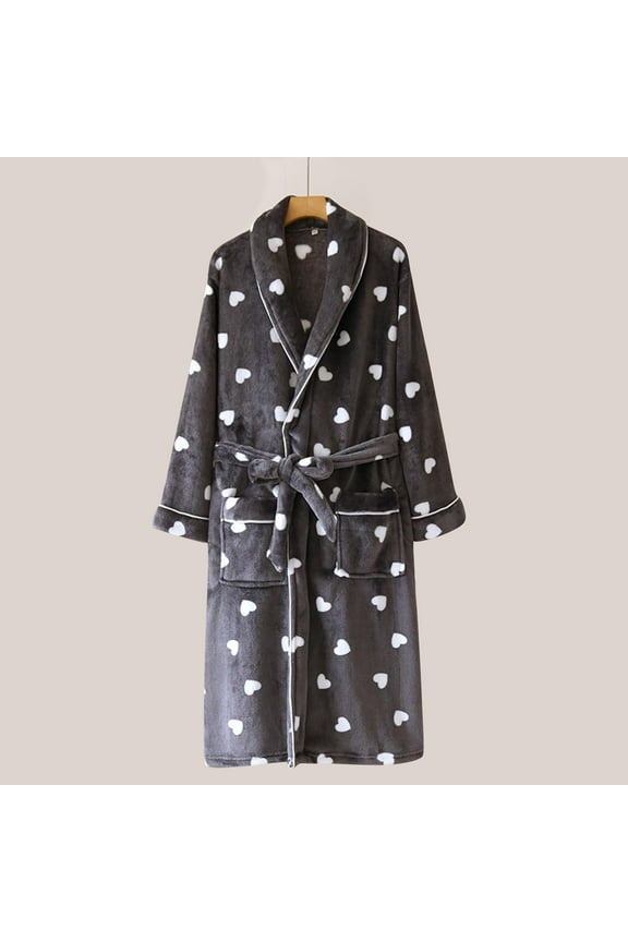 Men's Fashion Robe Spot Patterns Shawl Collar Matching Tie Belt Loose Waist Pajama for Comfortable Loungewear Sleepwear