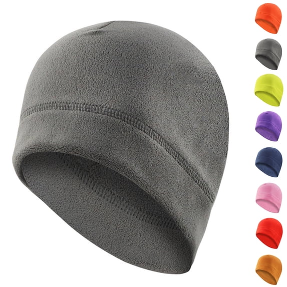 Fewfanhot Men’s Fleece Lined Beanie Hat, Grid Textured Winter Skull Cap, Soft Stretch Thermal Knit Hat for Outdoor Cold Weather Daily Wear