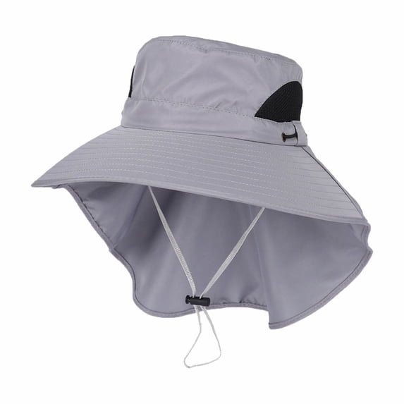 Fewfanhot Men's Full Coverage Sun Hat with Detachable Neck Flap, Mesh Panels Adjustable Chin Strap UPF Protection for Hiking, Fishing, Outdoor Sports